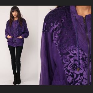 Vintage 80s velvet silk jacket windbreaker!